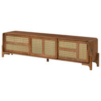 TV-BOARD Mango/Seegras 200x40x50 hellbraun lackiert MIZUMI #108 - Braun, Holz (200/50/40cm) - Massivmoebel24