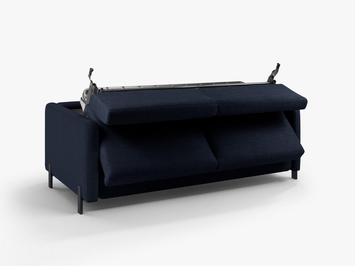 SOFA ausklappbar Gloria aus strukturiertem Stoff blau 3 Sitzplätze - Blau, Textil (102/80/202cm) - Micadoni