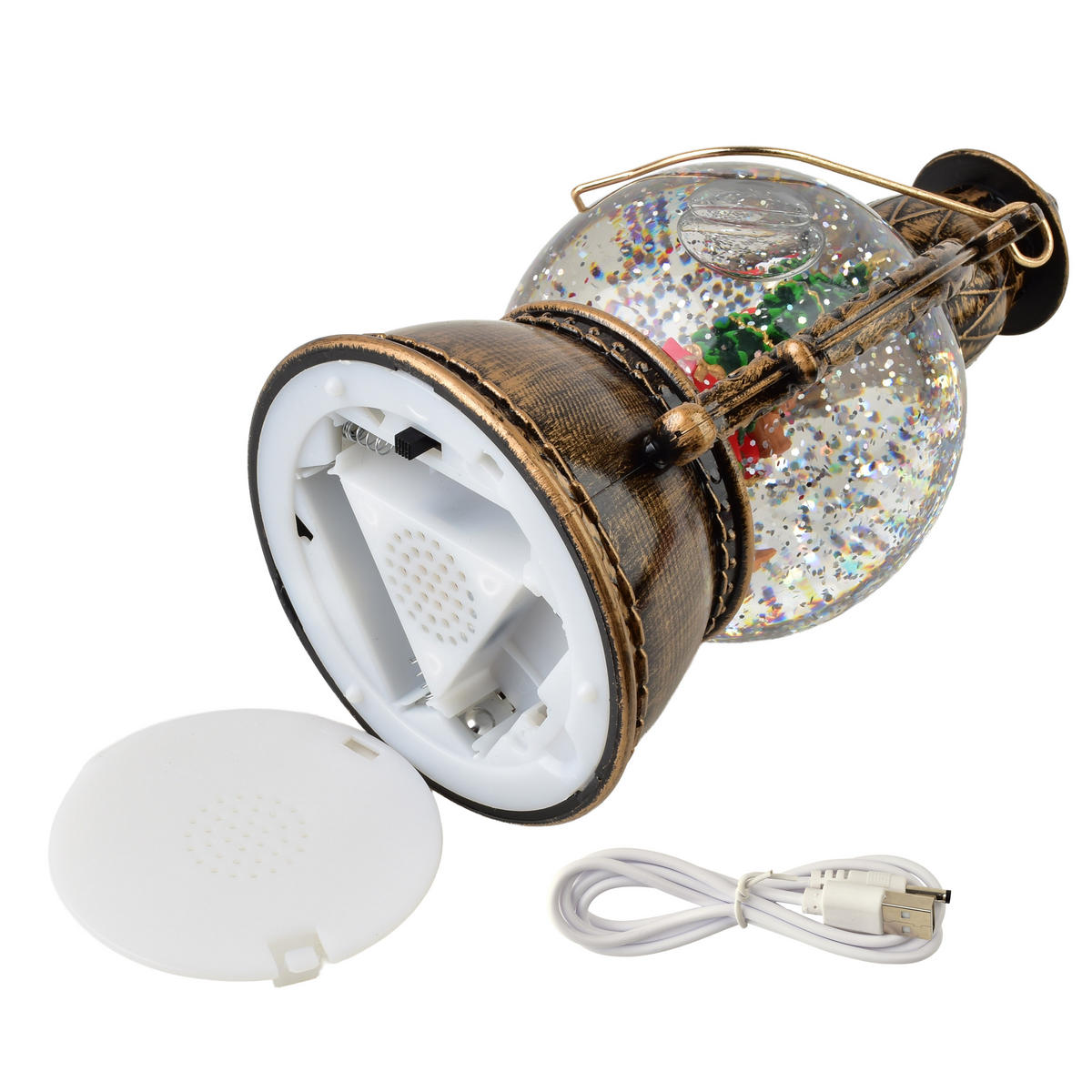 WEIHNACHTSLATERNE Santa Lila Gold Led-Musikfunktion - Braun, Kunststoff (13/22/13cm) - Mondex