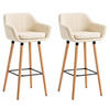 BARHOCKER Grande, 2er Set, Gestell Holz, Kunstleder Creme - Creme/Braun, Holz/Kunststoff (55/99/46cm) - TPFLiving