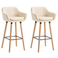 BARHOCKER Grande, 2er Set, Gestell Holz, Kunstleder Creme - Creme/Braun, Holz/Kunststoff (55/99/46cm) - TPFLiving