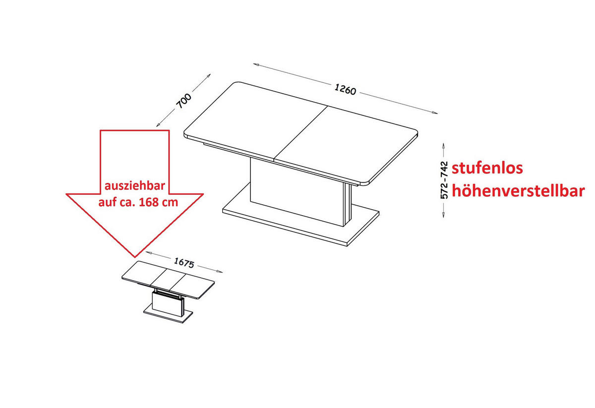 COUCHTISCH rechteckig Anthrazit matt 126/70/58 cm - Anthrazit, Holzwerkstoff (70/126/57cm) - designimpex