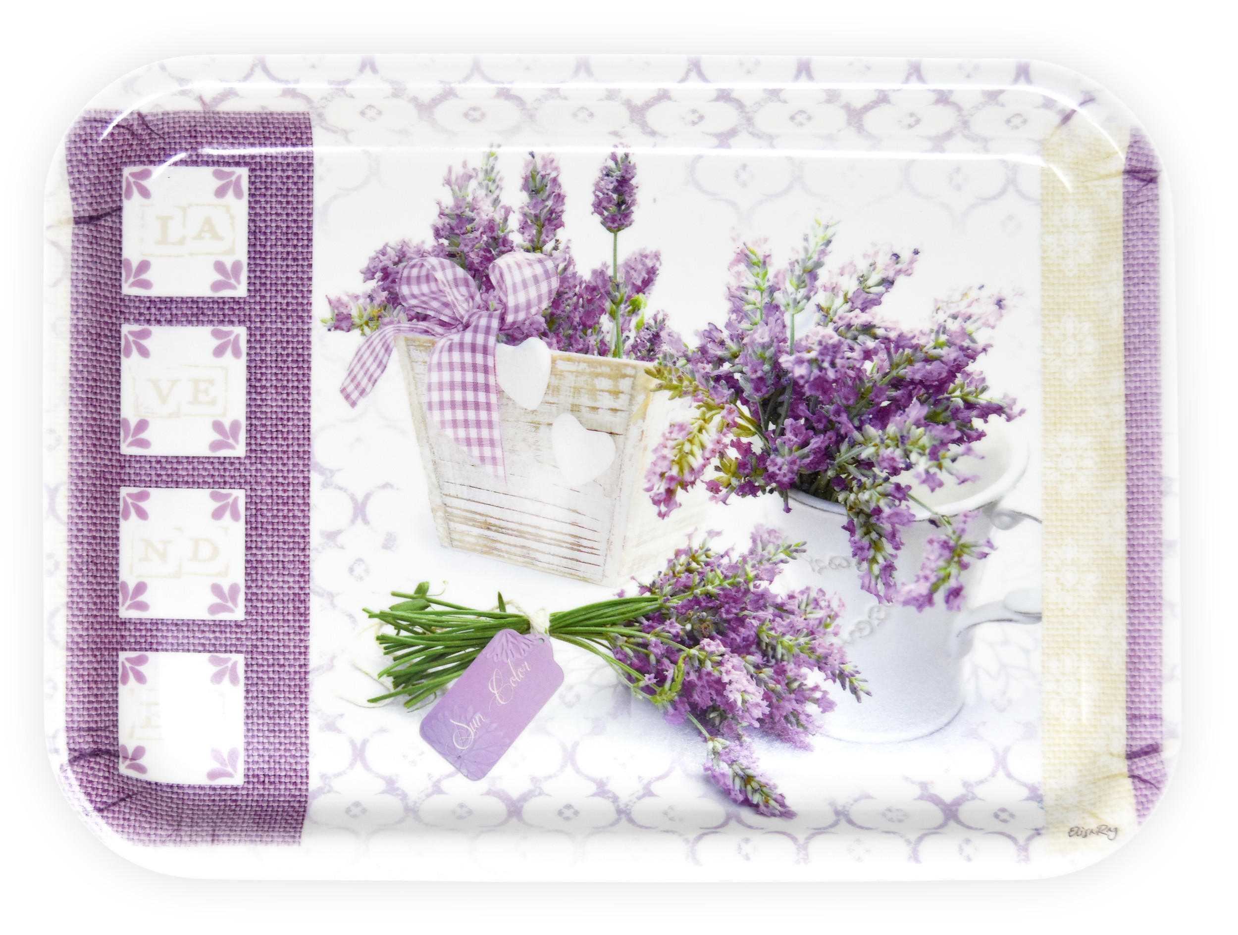 TABLETT Lavendeltraum, rechteckige Melamin Serviertablett 31x23 cm - Flieder, Kunststoff (23/2/31cm) - Lashuma