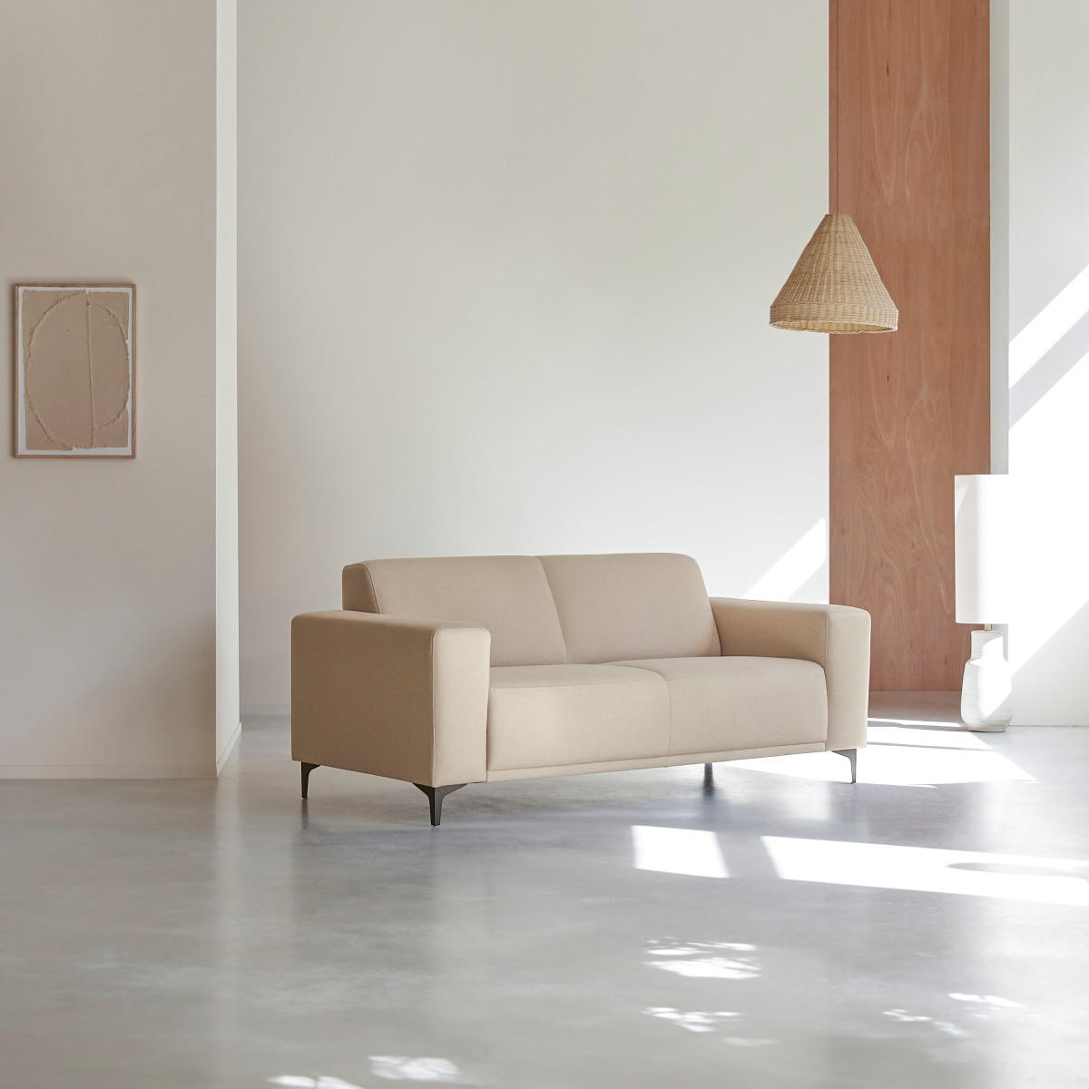 SOFA Lars Beige aus Stoff - Beige, Textil (194/80/90cm) - Tikamoon