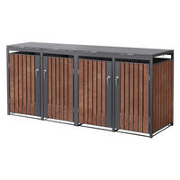 SADA na popelnice, 4 ks, antracit – vzhled rezavého kovu - červenohnědá, kov (264/120/80cm) - ML-DESIGN