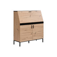 SCHREIBTISCH mit 2 Türen - MDF - Naturfarben & Schwarz - MALEDA - Naturfarben, Holz (40/100/115cm) - Vente-Unique