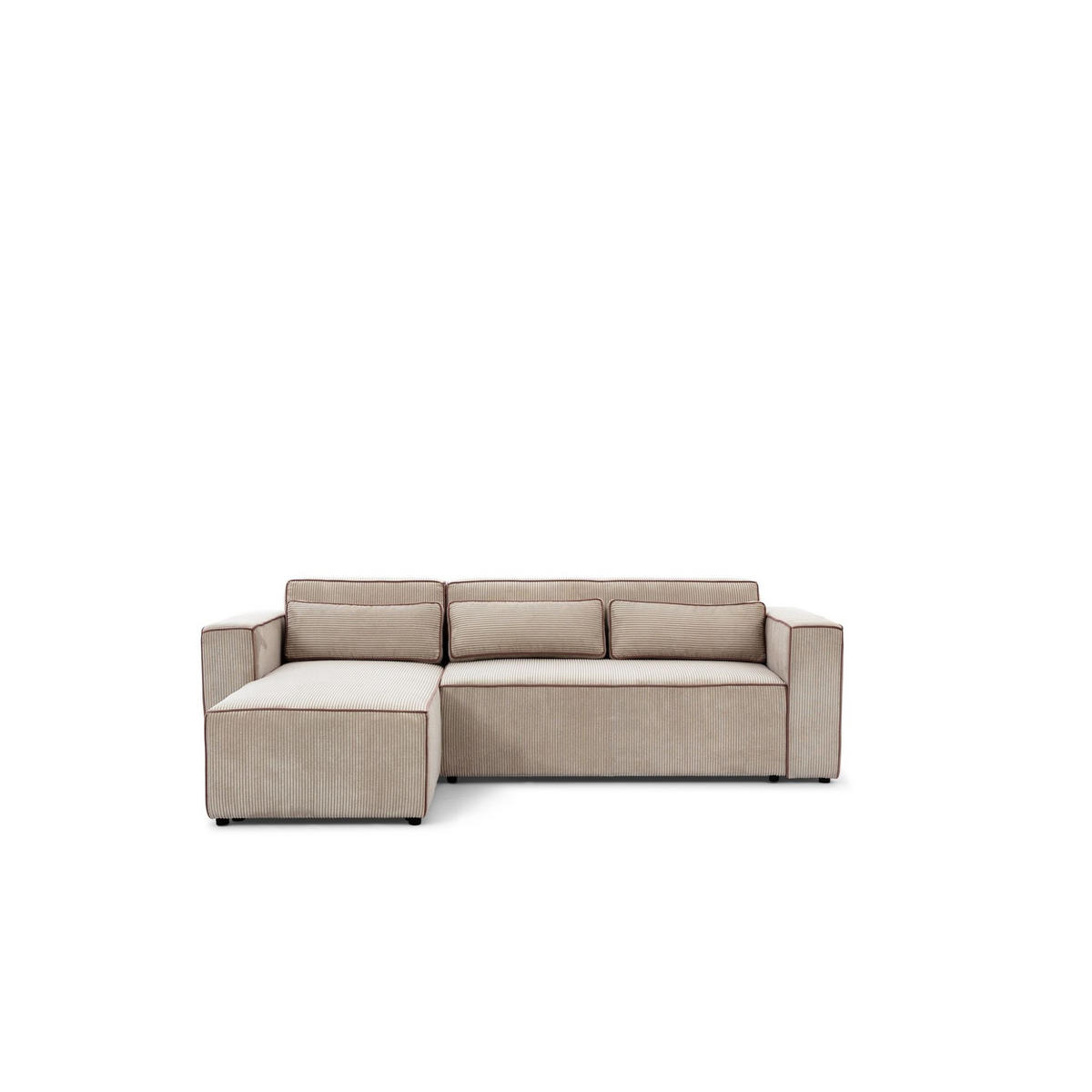 ECKSOFA Schlafsofa Waldo In Poso - Beige, Holzwerkstoff/Textil (260/173cm) - Fun Möbel