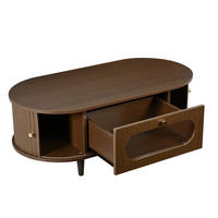 COUCHTISCH Walnuss 1 Schublade Rolltür 4 Beine 100x50x36cm - Walnussfarben, Holzwerkstoff (100/50/36cm) - FLIEKS