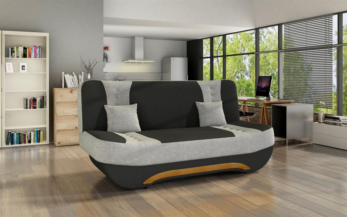 SCHLAFSOFA Kandy - Hellgrau, Holzwerkstoff/Textil (189/88/90cm) - Fun Möbel