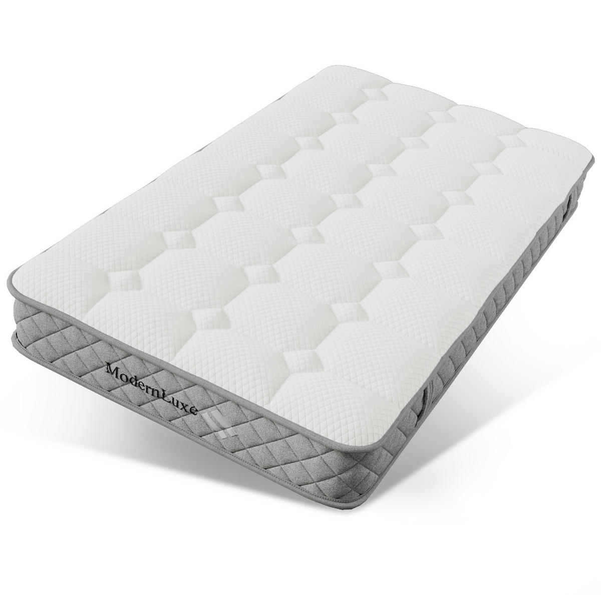FUNKTIONSBETT 90/200 cm mit LED-Beleuchtung, USB-C, Stauraum und beweglichem Nachttisch und Matratze aus Holz, Weiß - Weiß, Holzwerkstoff (90/200cm) - Redom