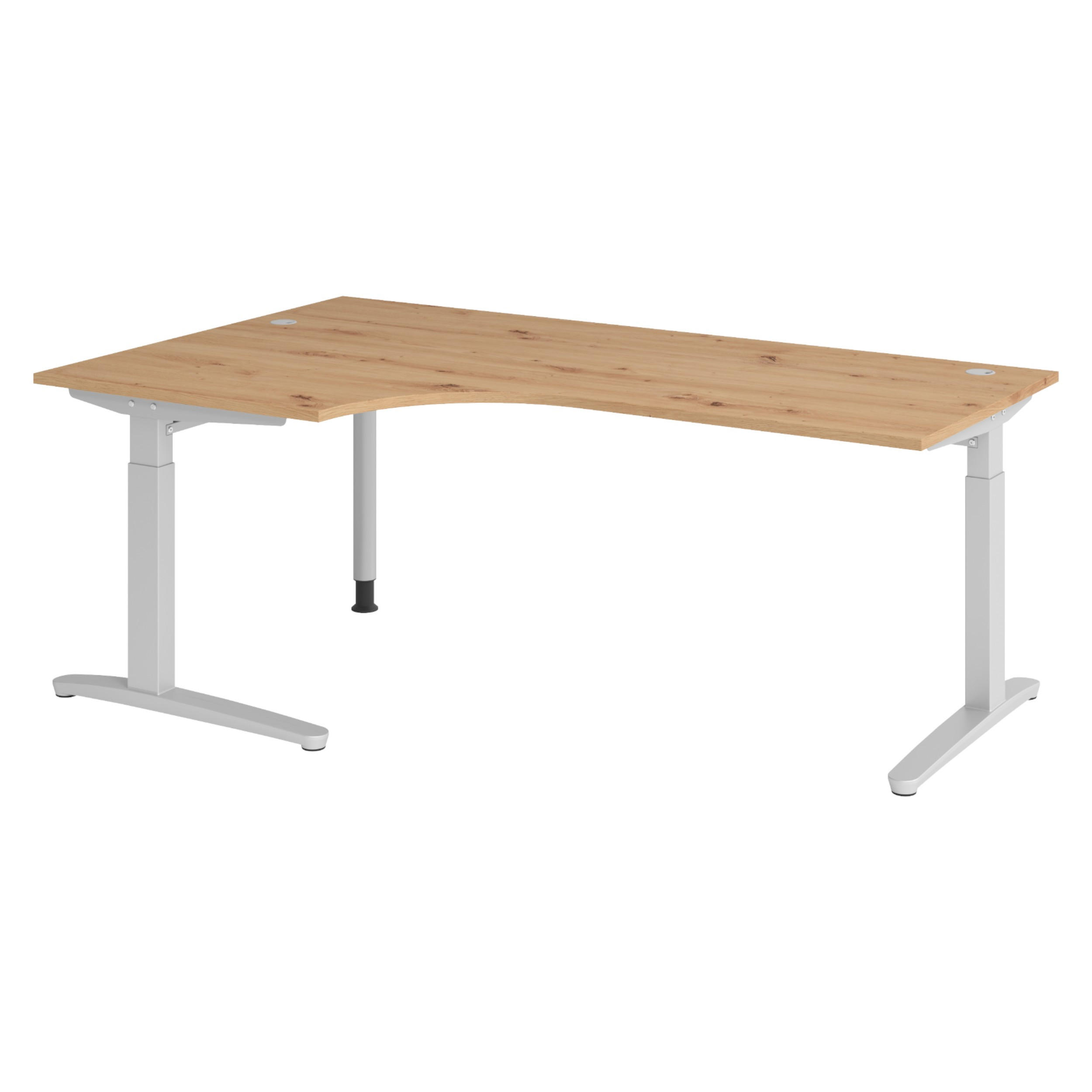bümö Schreibtisch Wildeiche, Silber 200x74x120 cm