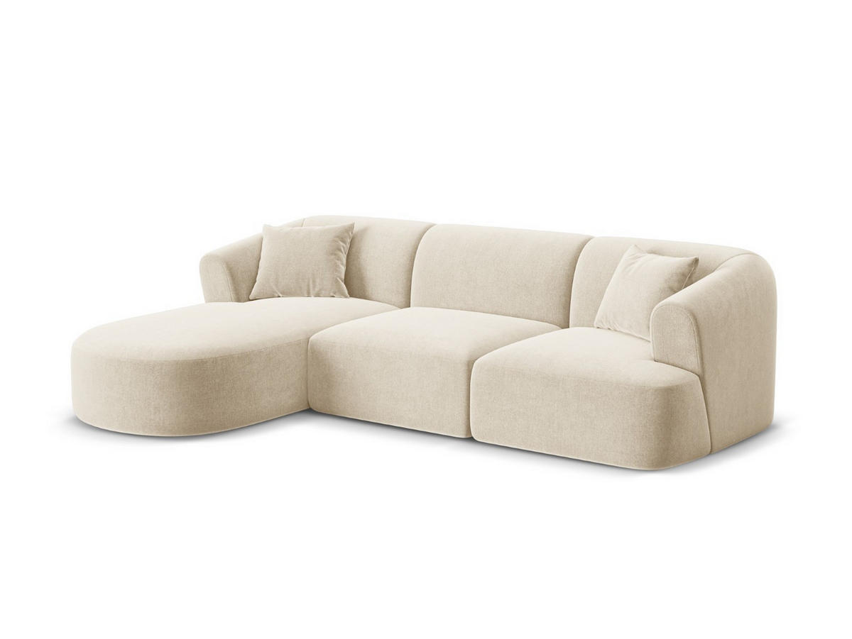 MODULARES-ECKSOFA links Campi aus Samt leichtes beige 4 Sitzplätze - Creme, Textil (156/256cm) - Cosmopolitan Design