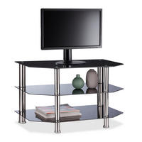 FERNSEHTISCH - Schwarz, Glas/Metall (80/49/45cm) - Relaxdays