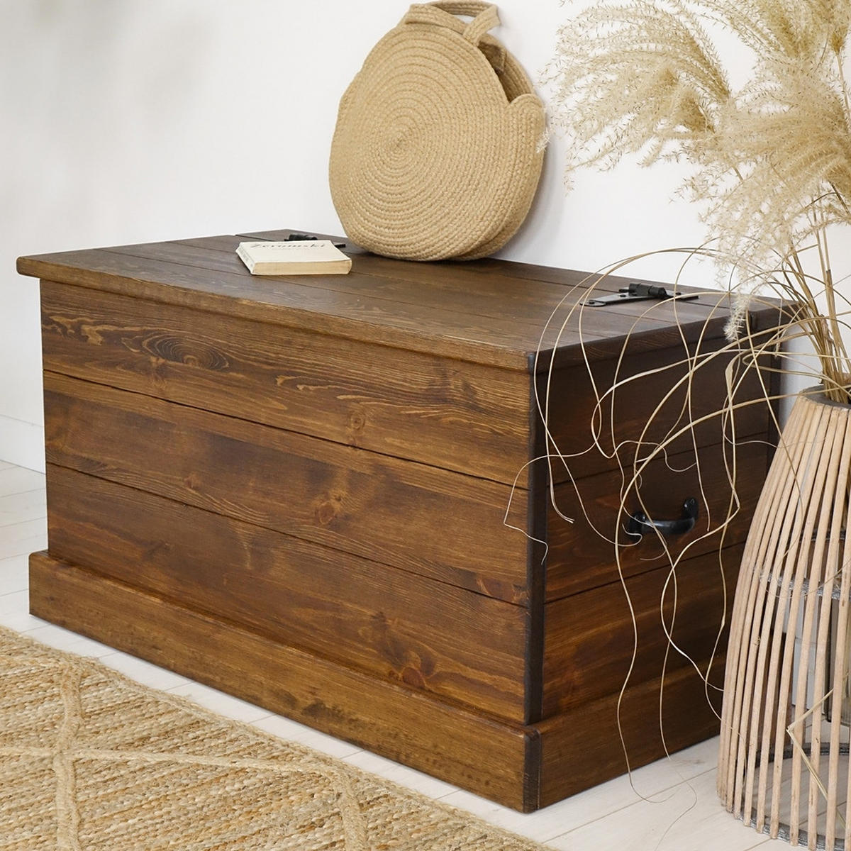 TRUHENBANK aus Massivholz Rustyk - Dunkelbraun/Schwarz, Holz (95/51/49cm) - Seart