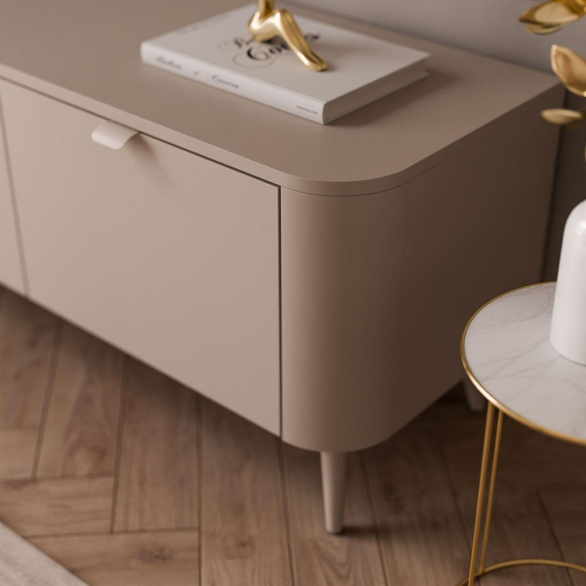 TV-SCHRANK CELESTE 200 cm mit Beleuchtung an den Kaschmir Füßen - Kaschmir, Holzwerkstoff (200/46.5/40cm) - Lookway