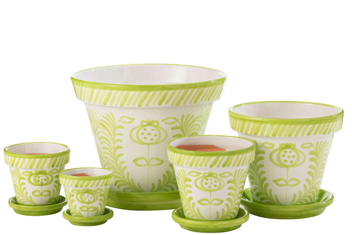 BLUMENTOPF GRANADA PATTERN - Töpferei - Grün - XL - Ø 50 cm - Multicolor, Keramik (50/40cm) - J-Line