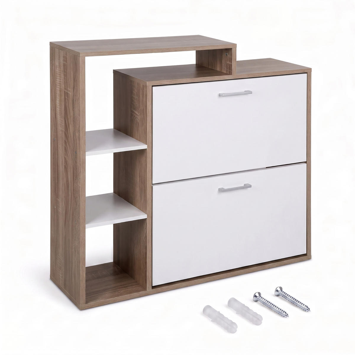 CIPELAR Prirodna bijela industrijska 2 preklopa - višebojno, drvni materijal/plastika (80/90/23.5cm) - Relaxdays