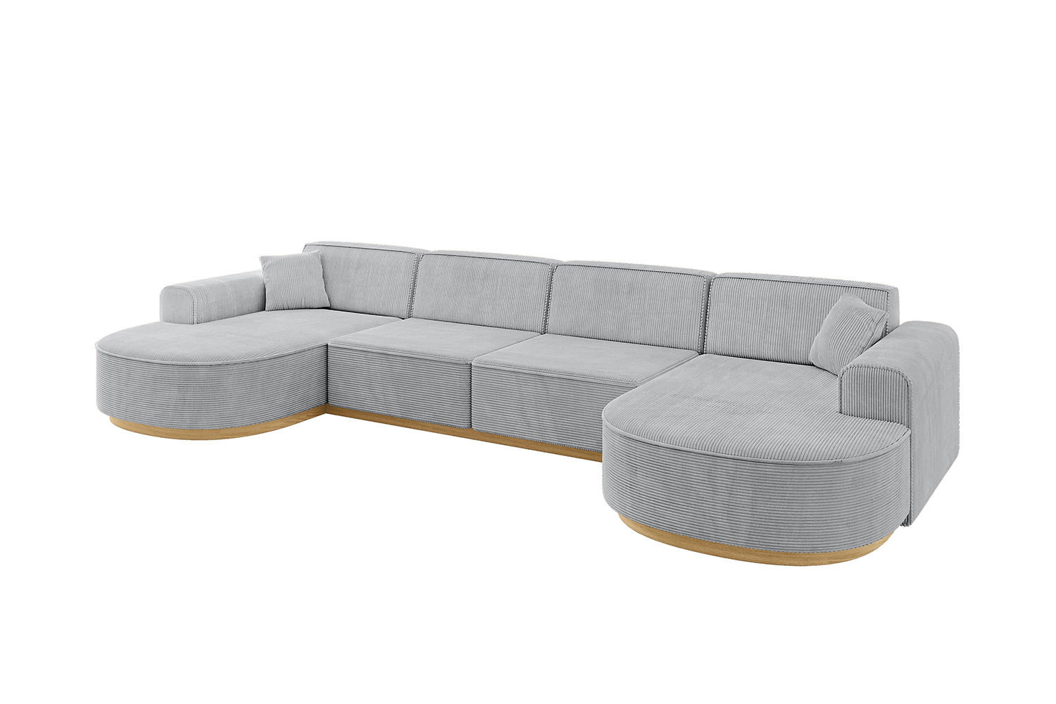 WOHNLANDSCHAFT MARI-U2-v2 - 388x171x83 cm Grau Cord - Grau, Holzwerkstoff/Textil (388/83/171cm) - ALTDECOR