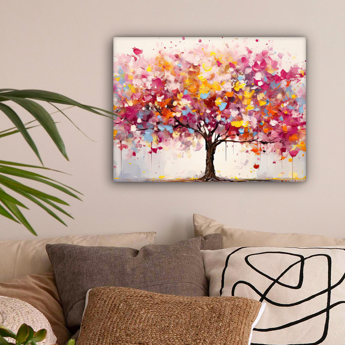 LEINWANDBILD Aquarell - Baum - Kunst - Abstrakt 40x30 cm - Multicolor, Textil (40/30cm) - MuchoWow