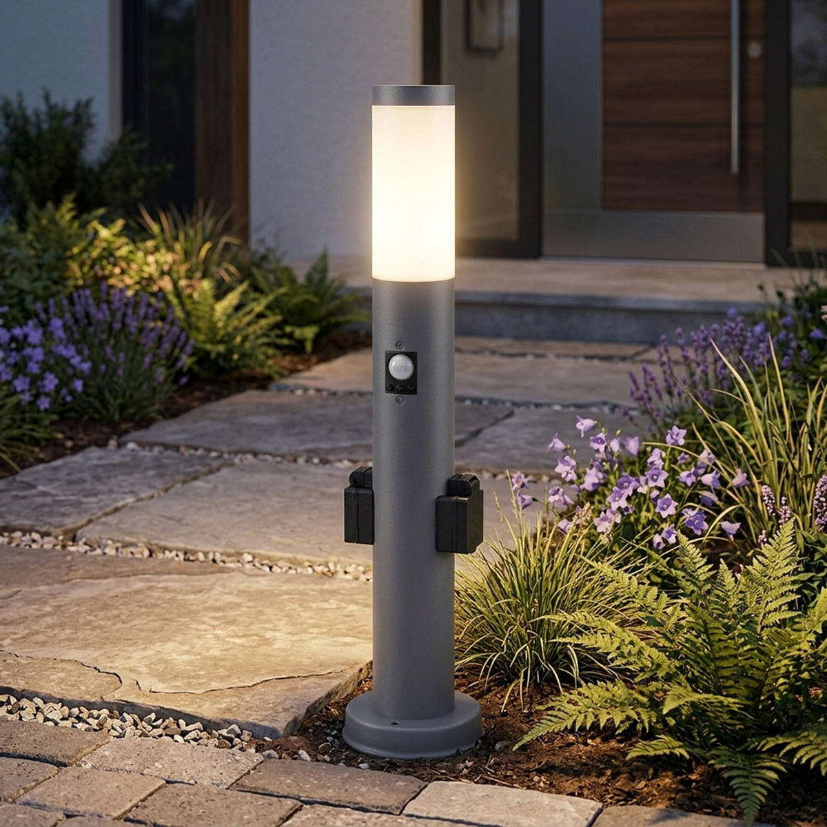 LED STEHLEUCHTE Anthrazit Opal - Anthrazit, Metall (7.6/7.6/60cm)