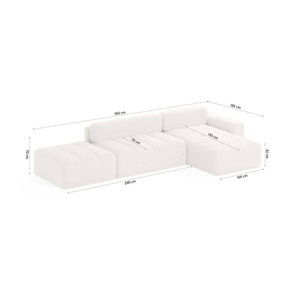 ECKSOFA RIFU LA mit Schlaffunktion, Beige - Beige, Textil (363/185cm) - Fedve