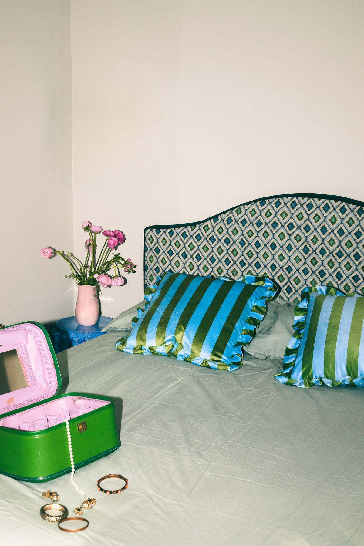 BETTKOPFTEIL 150 cm SUZANNE - Blau, Holz (160/74/8cm) - RNT By Really Nice Things