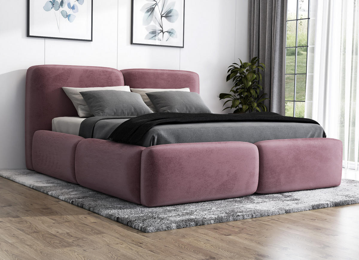 POLSTERBETT OLKE 120x200 Rosa - Rosa, Textil (120/200cm) - A&J MöbelLand
