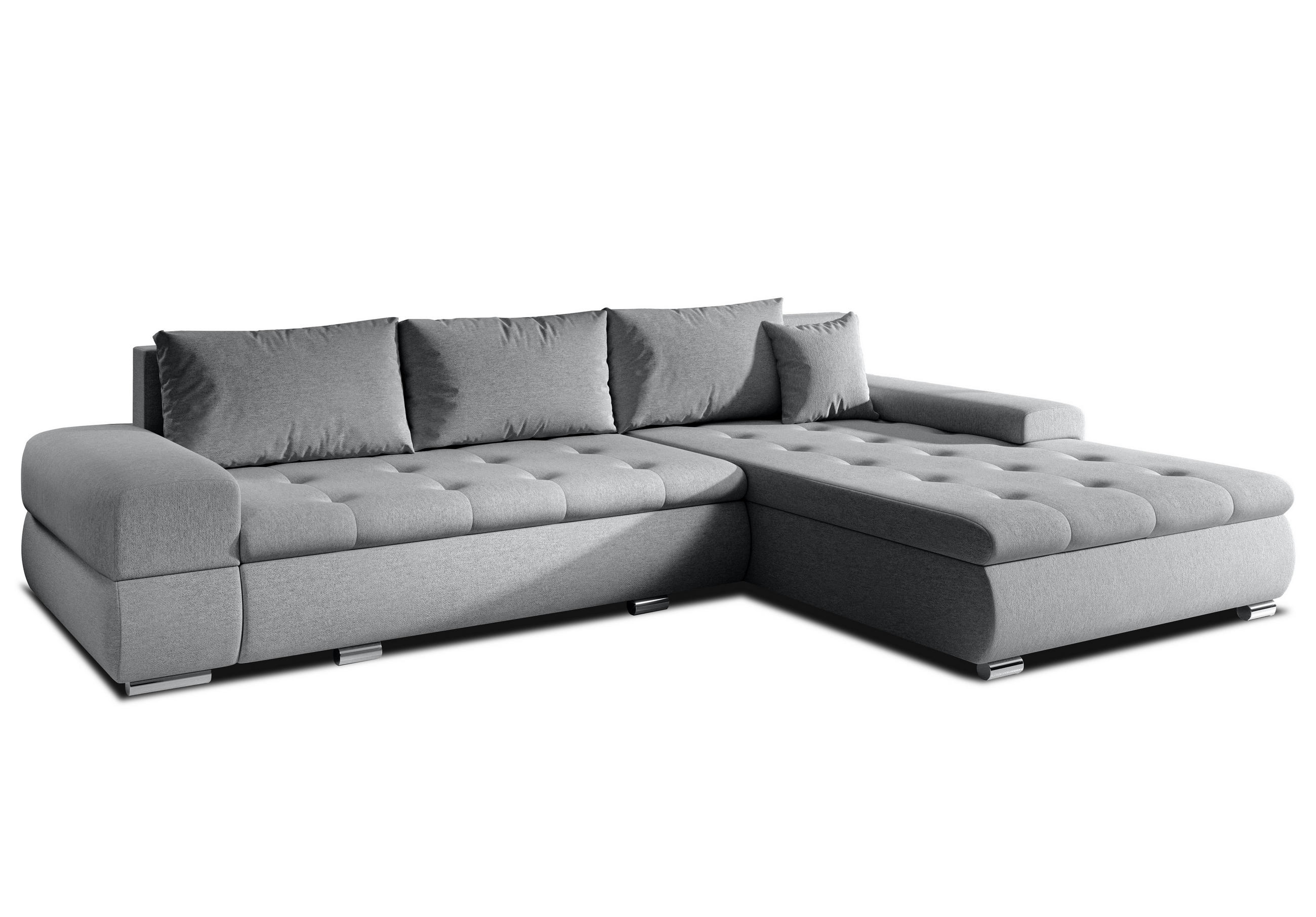 ECKSOFA L Form Sivaso Grau 310/210/85 cm – mit Schlaffunktion und Bettkasten - Silberfarben/Grau, Textil/Metall (310/210cm) - AX Living