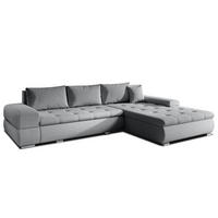 ECKSOFA L Form Sivaso Grau 310/210/85 cm – mit Schlaffunktion und Bettkasten - Silberfarben/Grau, Textil/Metall (310/210cm) - AX Living