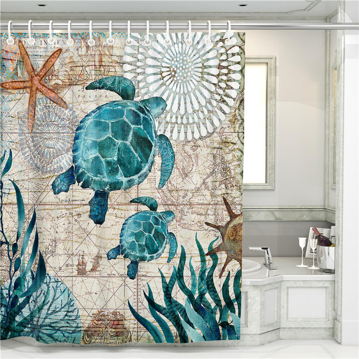 DUSCHVORHANG schnelltrocknend fürs Badezimmer Badewanne Polyester maschinenwaschbar - Multicolor, Textil (180/180cm) - MCBOSON