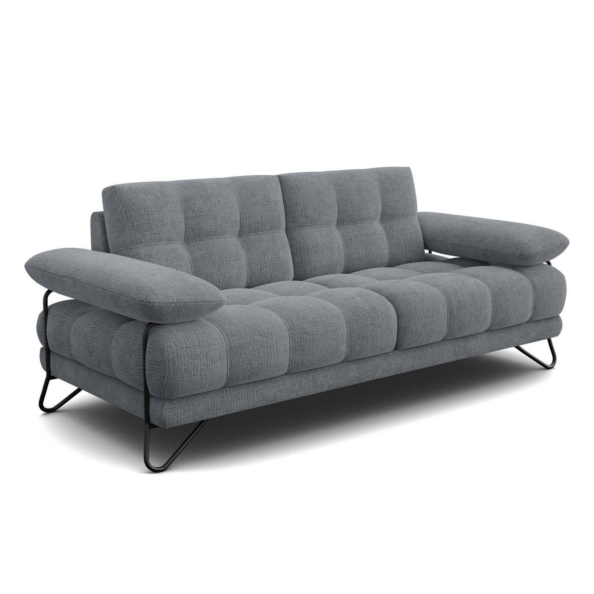 SOFA BUBBARA 2,5-Sitzer, dunkelgrau - Dunkelgrau/Schwarz, Holz/Textil (215/87/96cm) - Courtois Laville
