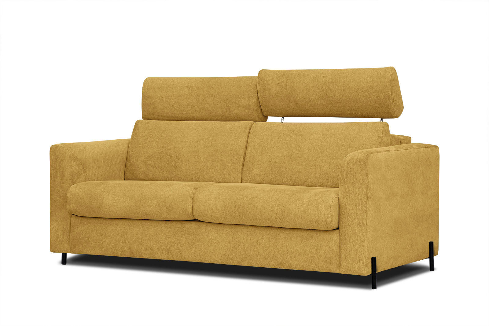 SOFA MEZO 3-Sitzer mit Schlaffunktion, gelb - Gelb/Schwarz, Holz/Textil (232/90/107cm) - Courtois Laville