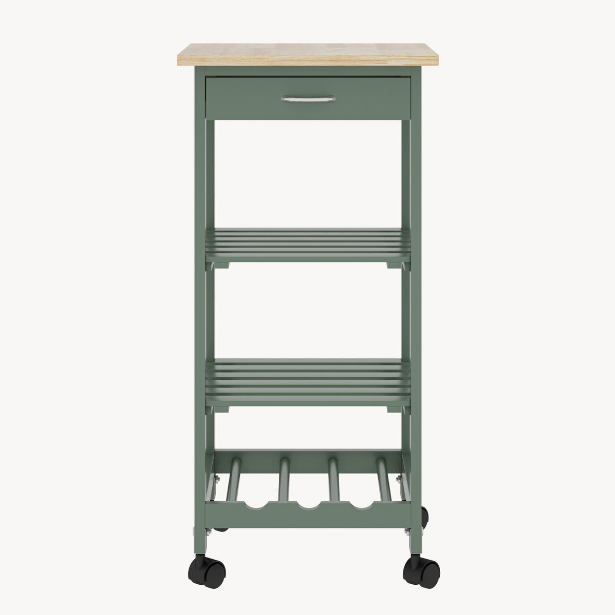 SERVIERWAGEN Biel - Grün, Holzwerkstoff (37/76/37cm) - [en.casa]