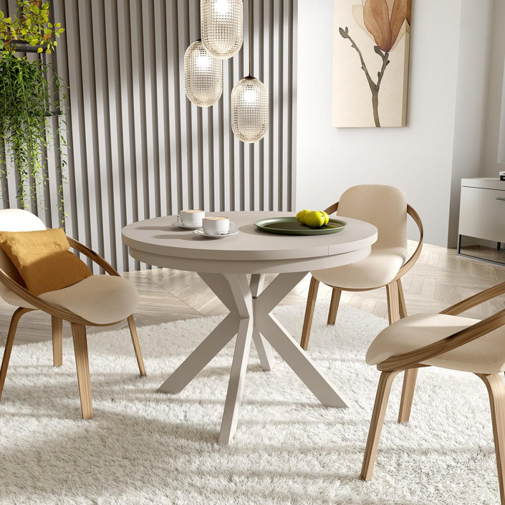 ESSTISCH Bilbao, Runder, mit Metallbeinen, Kaschmir - Kaschmir, Holzwerkstoff/Metall (100/100/77cm) - Beautysofa