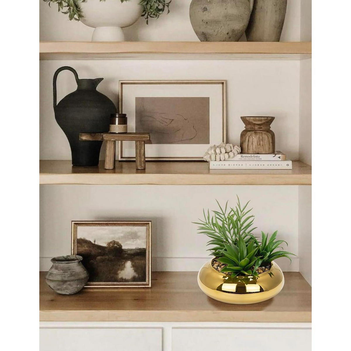 KUNSTPFLANZE Sukkulente im Keramiktopf Gold 18 cm - Goldfarben, Keramik (19.5cm)
