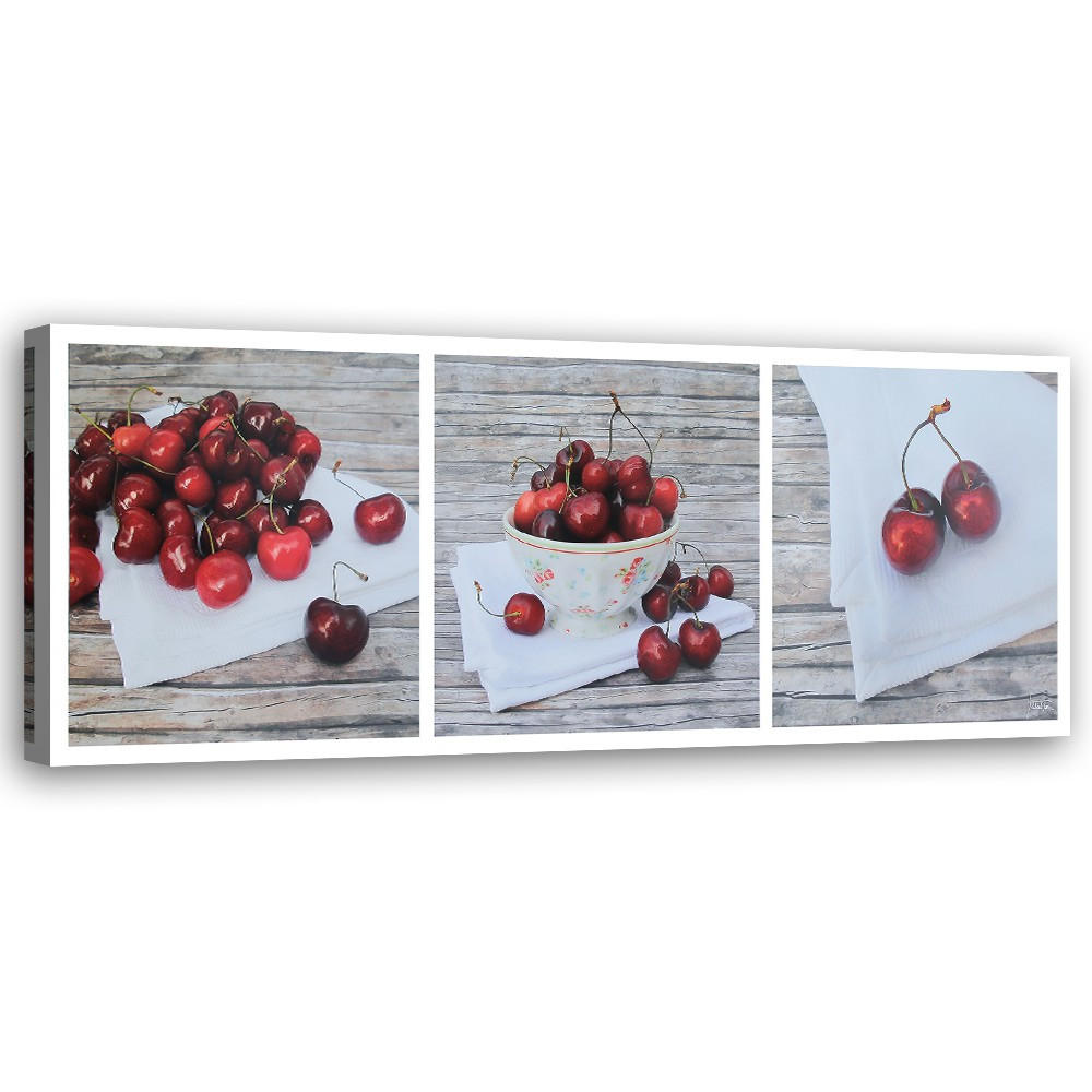 WANDBILD saftige burgunderkirschen - Rot, Textil (90/30cm) - Feeby