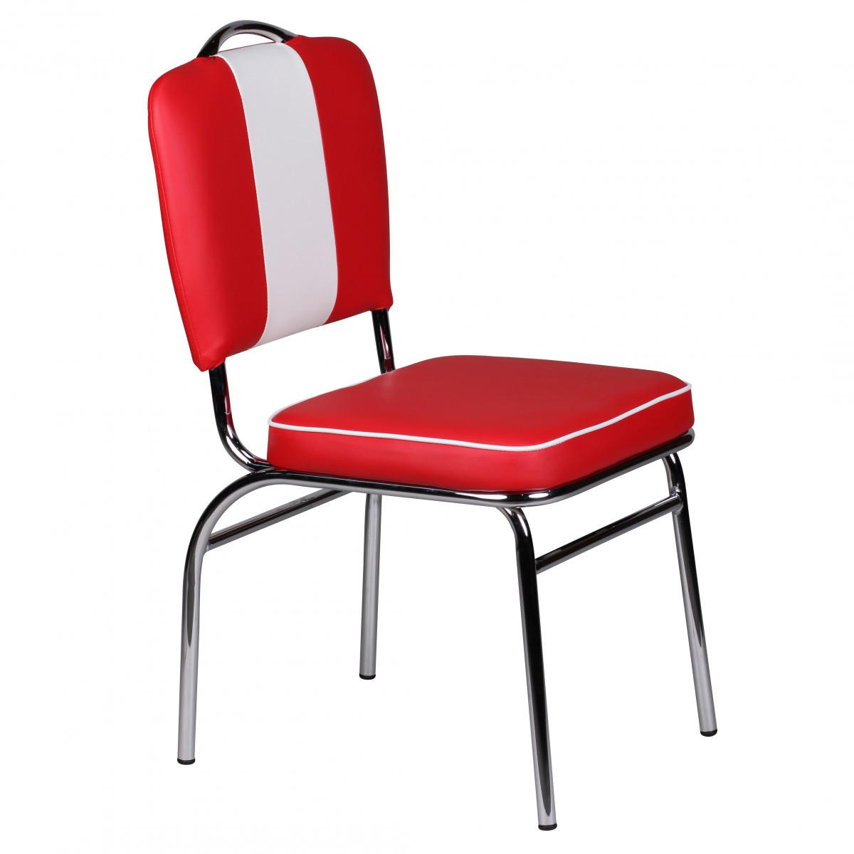 ESSZIMMERSTUHL Kunstleder mit Metallgestell Retro 50-er Jahre gepolstert, Rot 47x45x90 cm - Rot/Silberfarben, Kunststoff/Textil (47/90/45cm) - KADIMA DESIGN