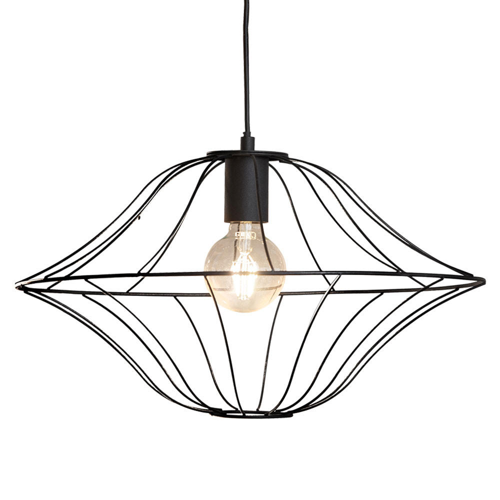 HÄNGELEUCHTE AMOS Gitteroptik Schwarz - Schwarz, Metall (26/46/150cm) - Nowa