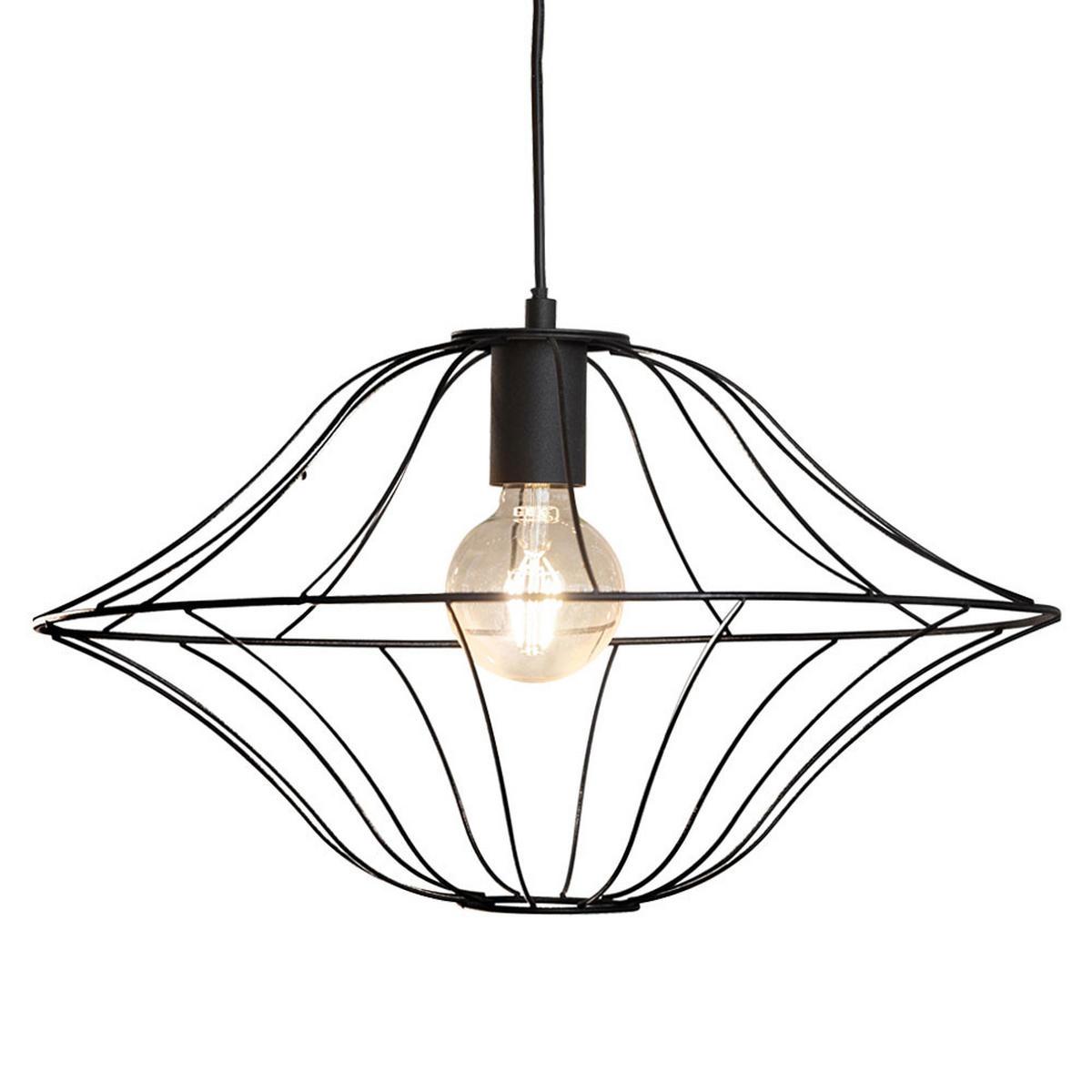 HÄNGELEUCHTE AMOS Gitteroptik Schwarz - Schwarz, Metall (26/46/150cm) - Nowa