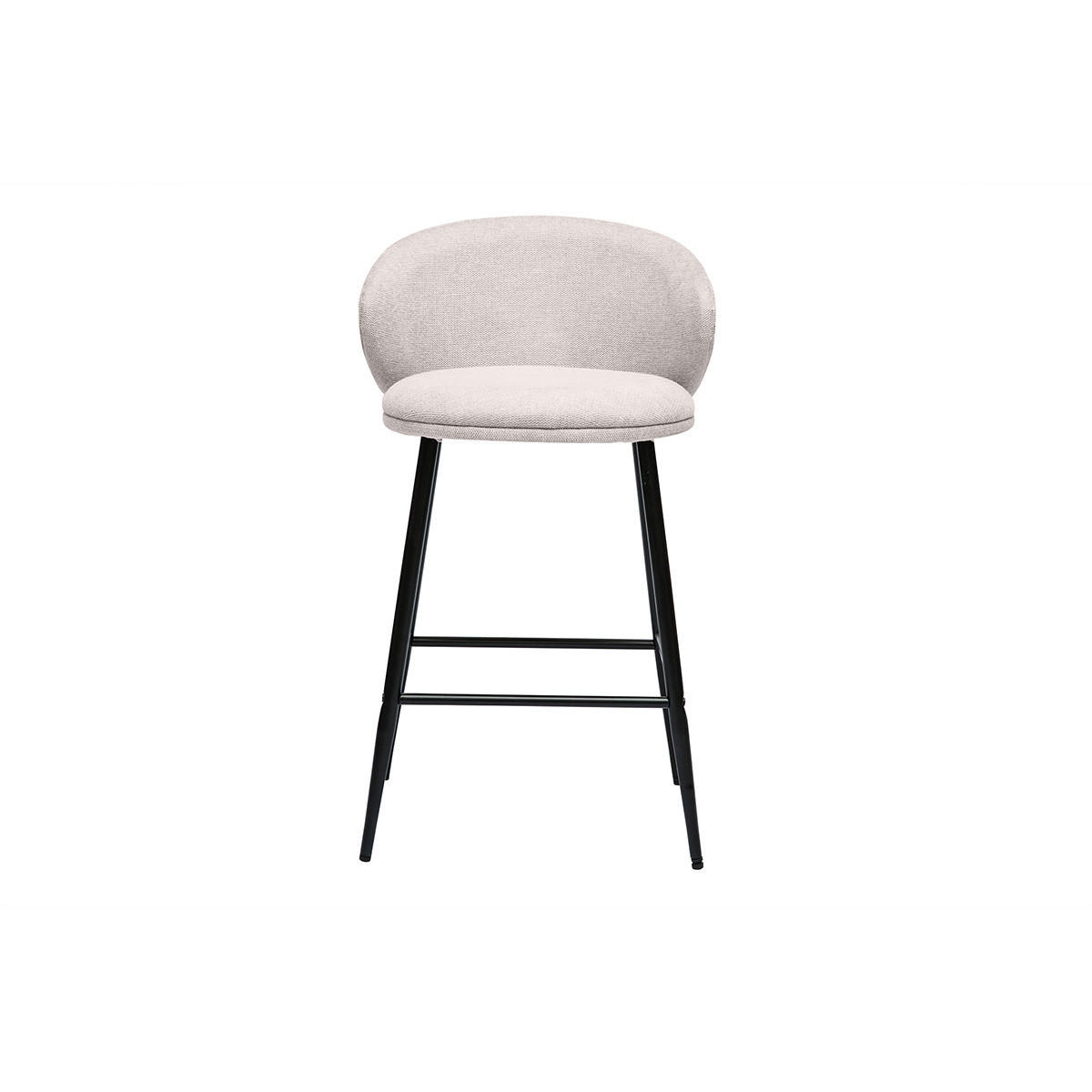 BARHOCKER Texturierter Beigefarbener Samtstoff Schwarzes Metall 2er-Set ROSALIE - Beige, Textil (51/86/48.5cm) - Miliboo