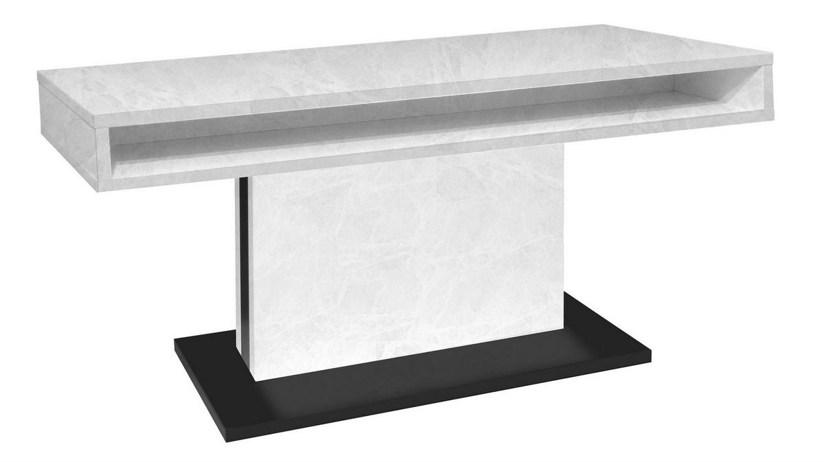 COUCHTISCH Höhenverstellbar Else 2 110x59x60 Holz Keramikoptik Weiß - Hellgrau/Schwarz, Holzwerkstoff (110/60/59cm) - 58aufmkessel