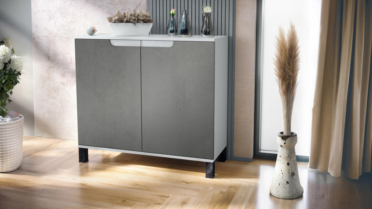 KOMMODE Sylt Beton Dunkel Optik - Dunkelgrau, Holzwerkstoff (92.5/84.5/35cm) - Vladon