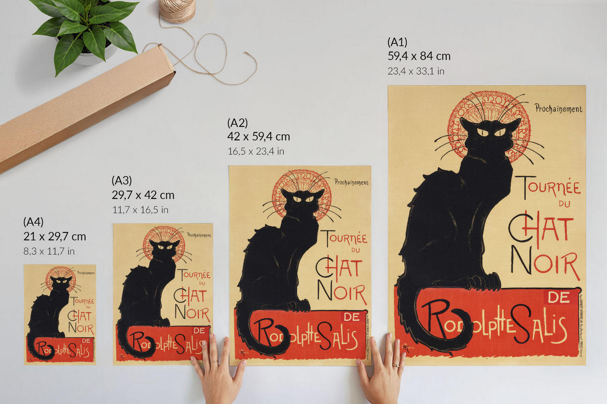 POSTER - 29x42 cm - Théophile Steinlen - Tournée du Chat Noir - Schwarz, Textil (29/42/0.1cm) - TULUP