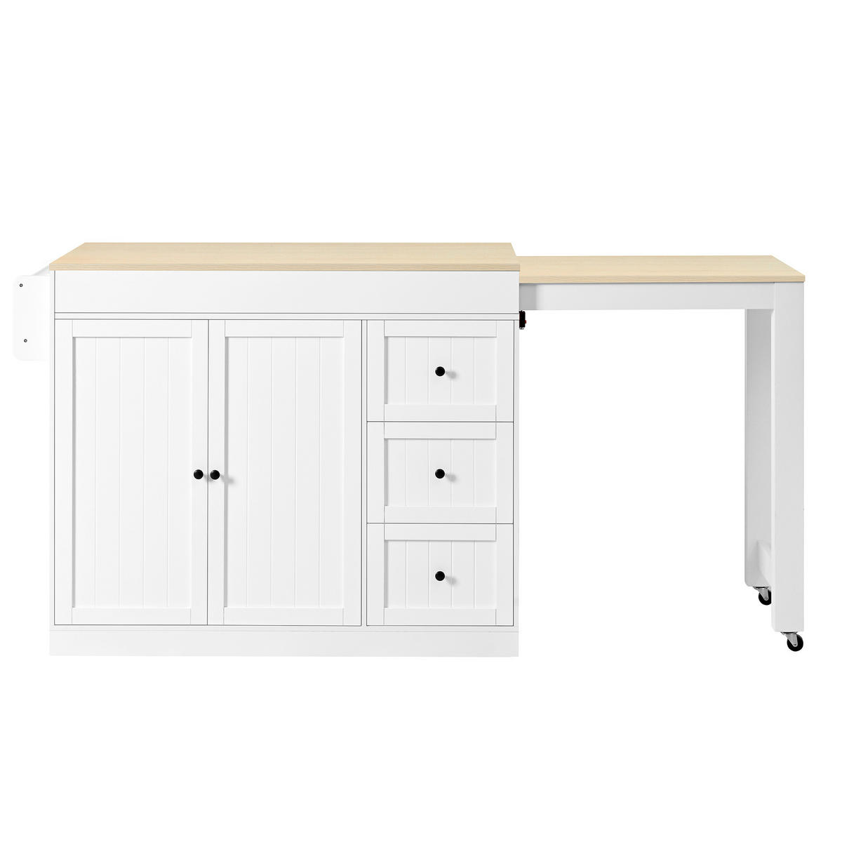 KÜCHENINSEL 112/45/93 cm weiß aus MDF mit ausziehbarer Arbeitsplatte - Weiß, Holzwerkstoff (130/93/45cm) - OKWISH