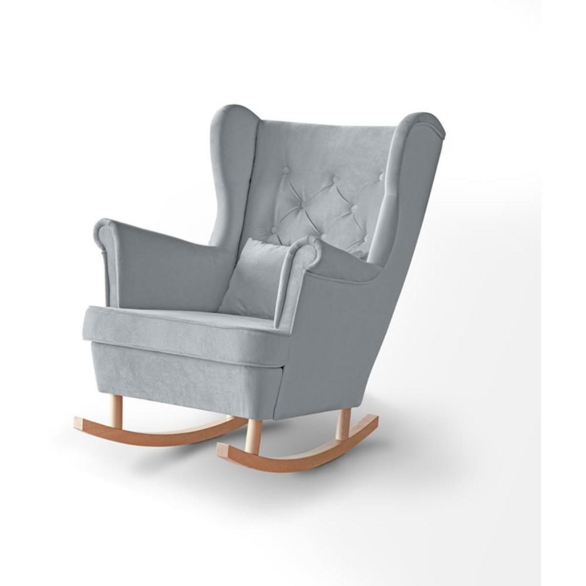 SCHAUKELSTUHL Fabio hellgrau mit Buchenbeinen - Buchefarben/Hellgrau, Textil (82/103/108cm) - Beautysofa