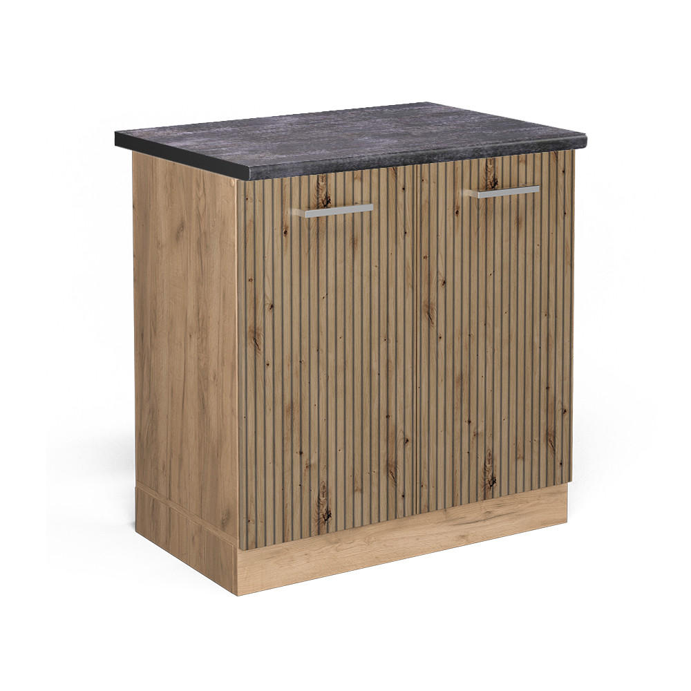 SPÜLENUNTERSCHRANK R-Line Artisan-Eiche 80 cm, AP Anthrazit - Eiche Wotan/Eiche Artisan, Holzwerkstoff (80/81.6/60cm) - Vicco