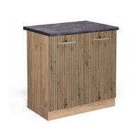 SPÜLENUNTERSCHRANK R-Line Artisan-Eiche 80 cm, AP Anthrazit - Eiche Wotan/Eiche Artisan, Holzwerkstoff (80/81.6/60cm) - Vicco