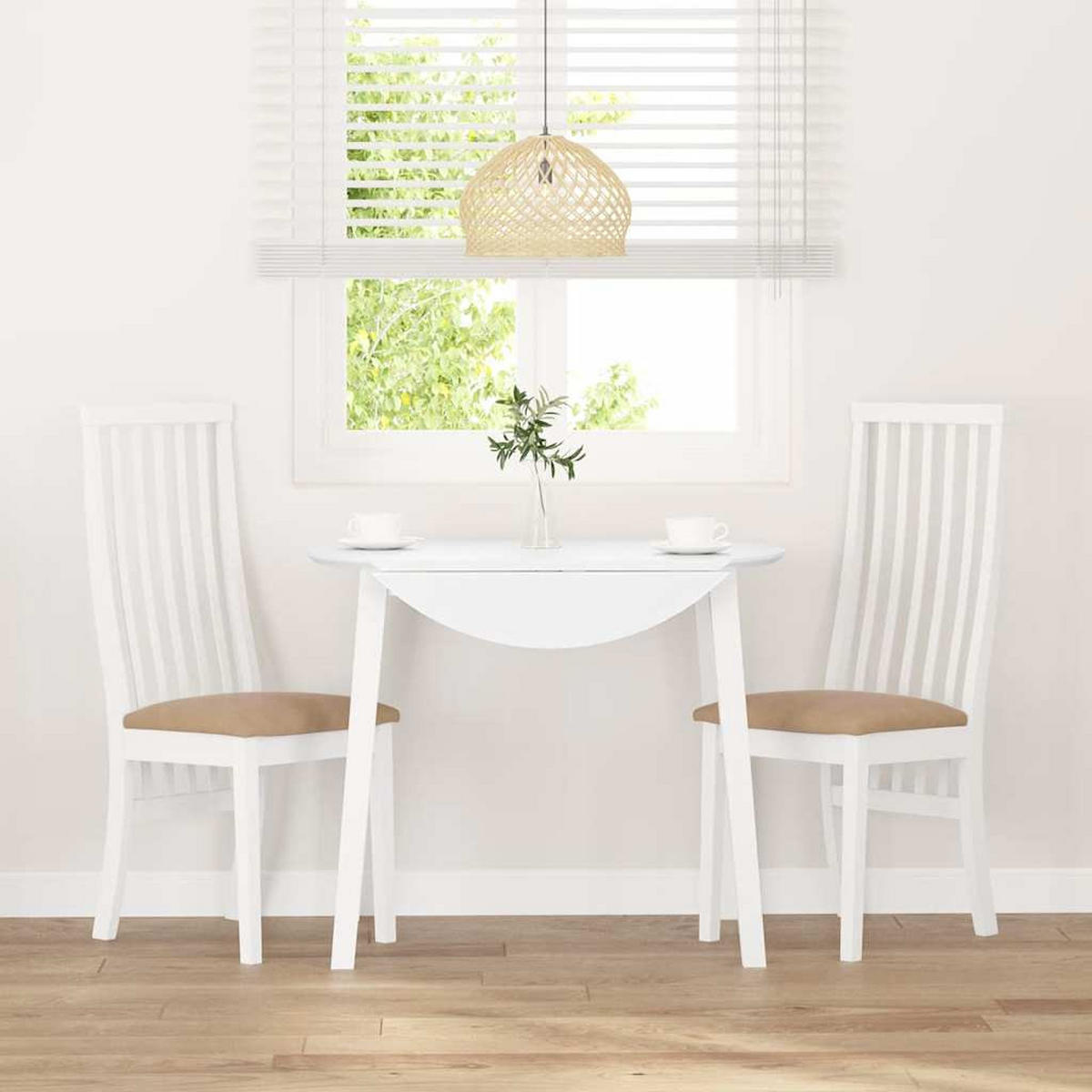 ESSZIMMERSTÜHLE mit Kissen 2 Stk. Weiß Massivholz Gummibaum 41*48.5*101cm - Weiß/Braun, Holz (41/101/48.5cm) - ZMH
