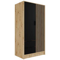 KLEIDERSCHRANK NELIA - 120 cm - Schwarz/Eiche Artisan, Holzwerkstoff (102/200/51cm) - ALTDECOR