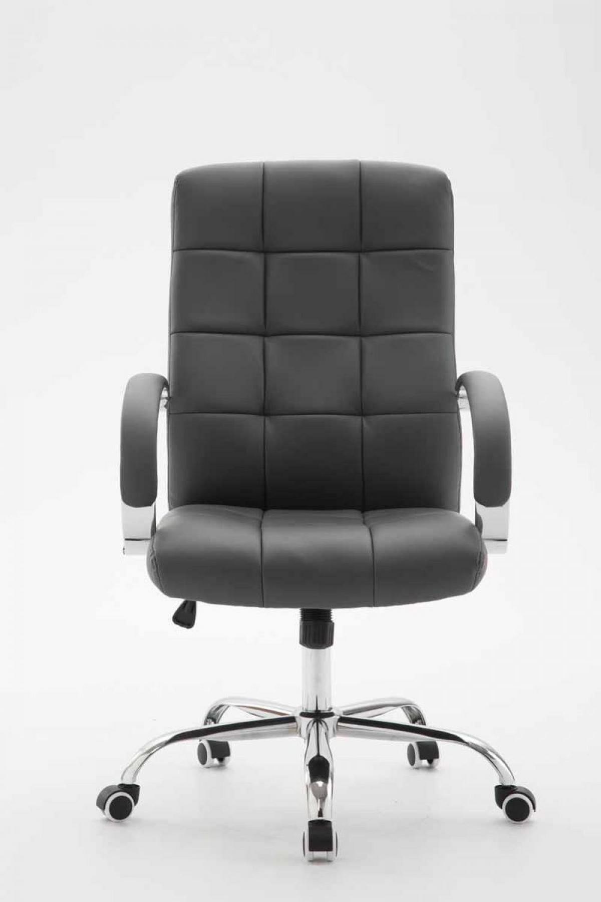 CHEFSESSEL Lederlook grau - Chromfarben/Grau, Textil/Metall (54/105/51cm) - CLP